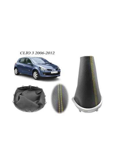 Renault Clio 3 Vites Körüğü Delikli Deri Sarı Dikiş siyah