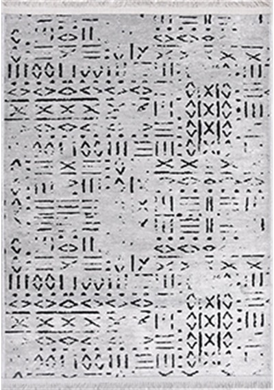 Çam Halı Crea Decolux Vena 8015 Gri Özel Kaymaz Tabanlı Pamuk Dokuma Kilim - 80x150