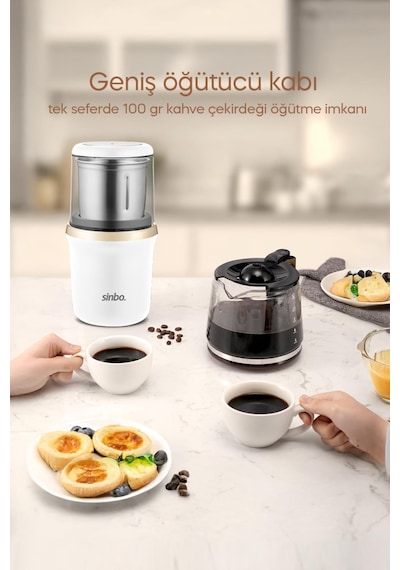 Sinbo Scm-2982 Kahve Baharat Öğütme Makinesi - Beyaz/gold