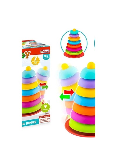 Bebek Halka Dizme Kulesi Oyuncağı 9 Parça - Sallanan Tabanlı Eğitici Set Bx-316086 Belirtilmemiş