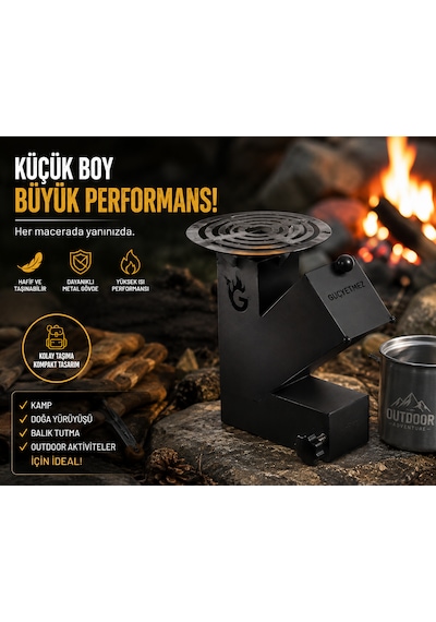Roket Soba, Rocket Stove 27x21x9,5 Kamp Ocağı, Odun Veya Pelet Kolay Yakıt Besleme Kapağı Ve 800 Derece Isıya Dayanıklı 2 Mm Çelik Üretim Siyah Roket Soba, Rocket Stove 27x21x9,5 Kamp Ocağı, Odun Veya Pelet Kolay Yakıt Besleme Kapağı Ve 800 Derece Isıya Dayanıklı 2 Mm Çelik Üretim Siyah