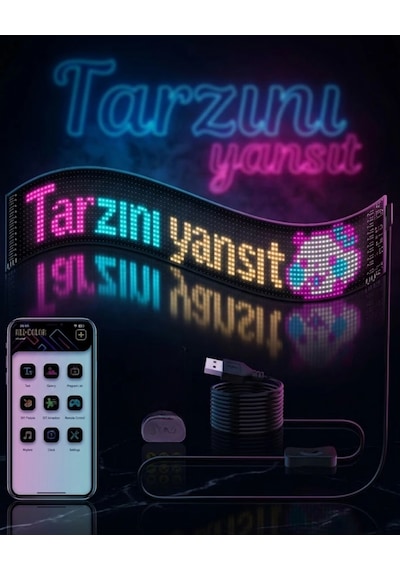 Hubrendy Tekno Rgb Led Matrix Panel Esnek Yapı Uygulama Kontrollü Kayan Yazı Ekranı