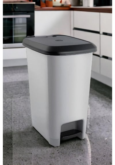 Melkan Home Slim Pedallı Çöp Kovası 60 Litre & Büyük Boy Pedallı Çöp Kovası Gri Metalik Gri Diğer