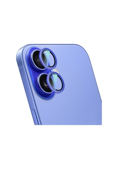 Apple Uyumlu   iPhone 16 Plus Caseworld Alloy Serisi Oleofobik Anti Reflective Kamera Lens Koruyucu Mavi
