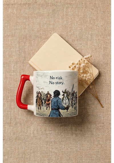 No Risk No Story Yazılı Kupa Bardak - Motivasyon Tasarım Baskılı Seramik Hediye Kupa Bardak Çok Renkli