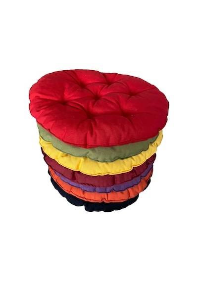 6 Adet 40x40 Cm Yuvarlak Tabure Minderi - Sandalye Minderi - Puf Minder Siyah