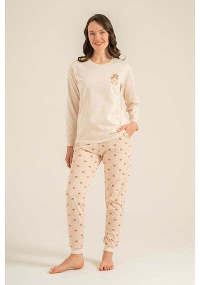Rolypoly Anne Kız Lovely Bear Krem Uzun Kol Pijama Takım Rp3916-a-v1 Rp3916-a-v1