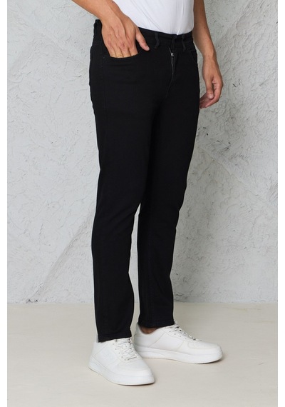 Myrab Denim Erkek Siyah Regular Fit Rahat Kesim Denim Zift Mavi Jeans
