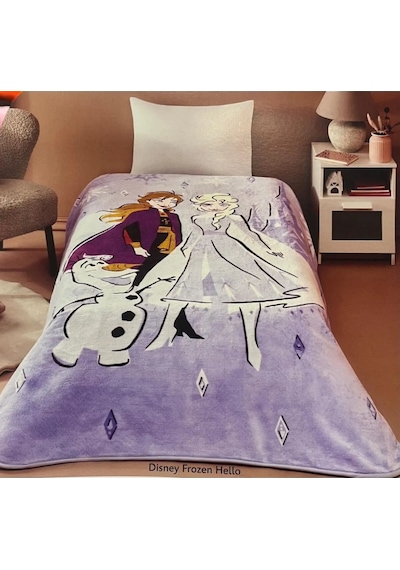 Taç Lisanslı Battaniye Frozen Hello Tek Kişilik Mor