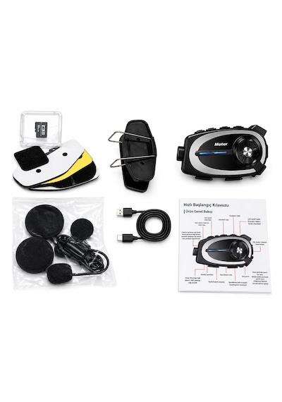 Q29 İntercom Kulaklık Kask Kulaklığı 1080p Hd Kameralı Hafıza Kart Takılabilir İntercom Desteği Mikrofonlu 5.4 .ift Çekirdekli Su Geçirmez Gürültü Azaltma Hafıza Kartı Dahil