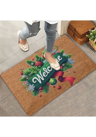 Valerine Life Yılbaşı Kapı Süsü Temalı Welcome Kapı Önü Paspası 45x70cm