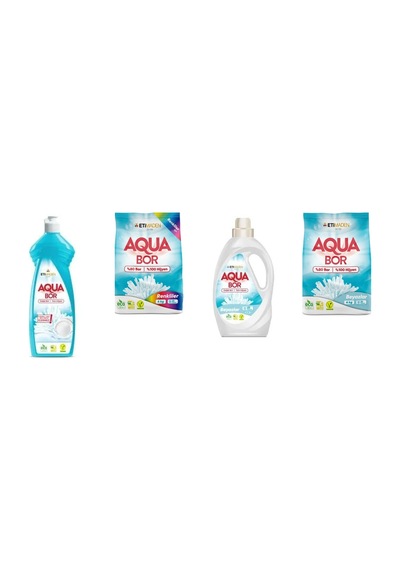 Aquabor Doğal Mineralli Elde Bulaşık + 4 Kg Renkliler + Sıvı Beyaz + 4 Kg Beyaz 4 Lü Set 15365543