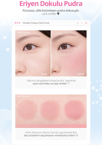 Ciltte Kremden Pudra Dokuya Dönüşen Allık Perıpera Tok Blush Keycap 25 Nectar Flush