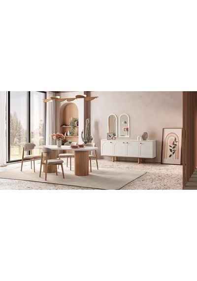 Heloise Bohem Natural Ahşap Masa Sandalye Takımı 90x180 Meşe - Beyaz Heloise Bohem Natural Ahşap Masa Sandalye Takımı 90x180 Meşe - Beyaz