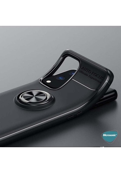 Oppo A76 İçin Kılıf Kickstand Ring Holder Siyah A76 İle Uyumlu Kılıf - Siyah