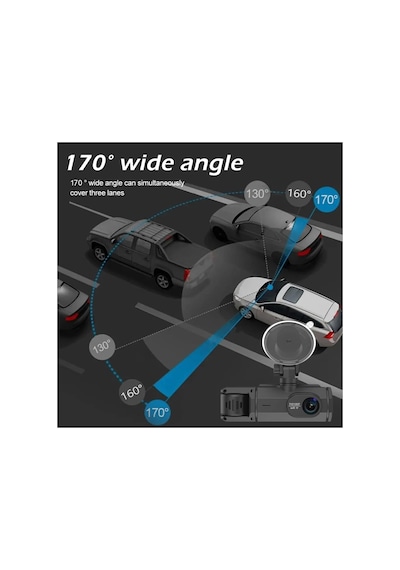 3 Kameralı Araç Dvr 360 Video Kayıt Cihazı, Ön + Sol + Sağ Dikiz Kamera, Arka Kameralı, Wifi Bb3dashcam