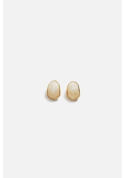 Oval Minimal Küpe Krem