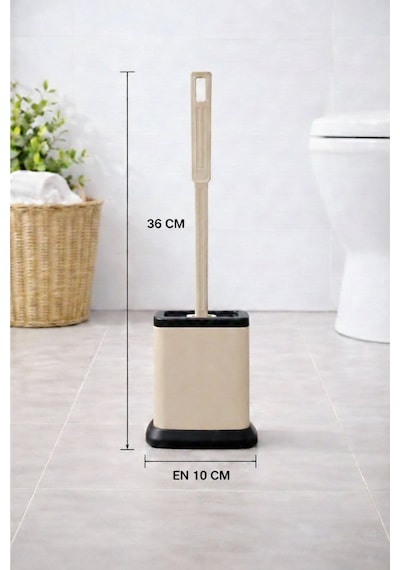 Tuvalet Fırçası Standlı, Modern Banyo Wc Temizleme Fırçası Kare Bej S-220 Bej