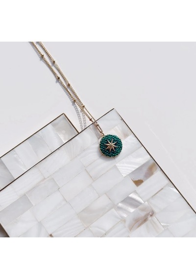 Green Star Çelik Kolye Gold Gümüş