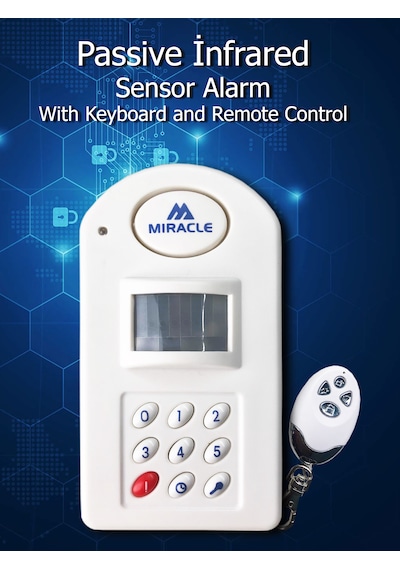 Miracle Dm-323 Kablosuz Kızılötesi Pır Hareket Sensörlü Şifreli Ev İş Yeri Alarmı - Çift Kumandalı