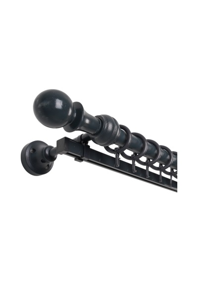 Meyra Demonte Başlıklı Ahşap Rustik Perde Askısı - Tek Raylı -antrasit 300 Cm Antrasit