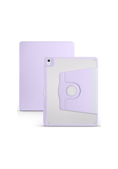 İpad Air 13 2025 M3 A3268-a3269-a3271 Uyumlu Kalem Bölmeli Dönebilen Standlı Termik Tablet Kılıfı - Lila - T36486