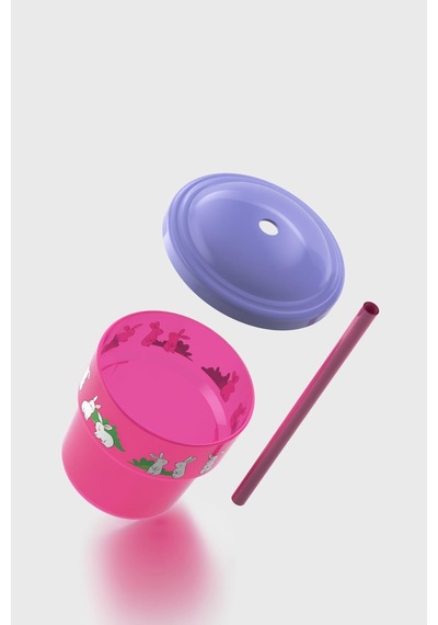 Renga Fizbo Tavşan Desenli 250 Ml Pipetli Pp Bebek Bardak 222049 Pembe - Mor