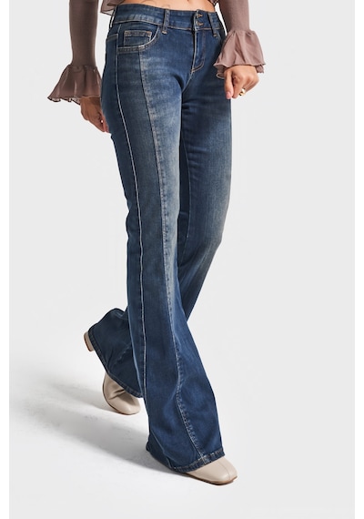 Itsbasic Kadın T.kot Rengi 2w5-8 Swl Mid Rise Flare Fit Süper Esnek Kumaş İspanyol Paça Denim Jean