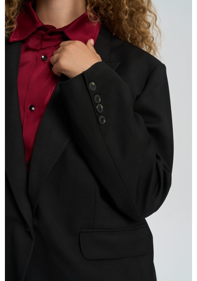 Mai Collection Mai Studios Co. Catroux Gömlek Yaka Detaylı Siyah Blazer Siyah