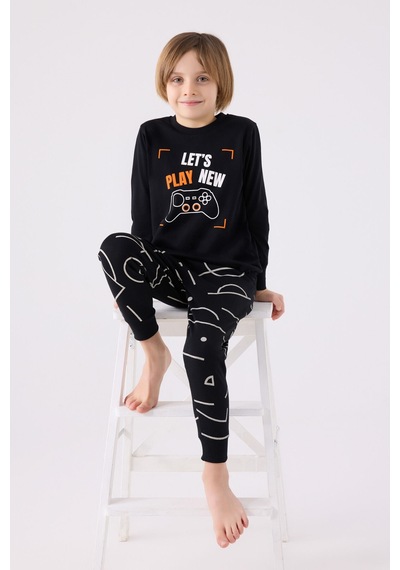 Rolypoly Erkek Çocuk Siyah Pijama Takımı Rp3379-c-v1