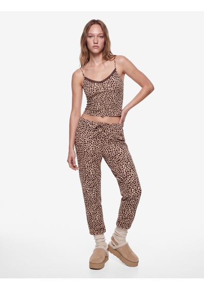 Koton Leopar Desenli Beli Bağcıklı Yan Cepli Rahat Kesim Pijama Altı Leopar Desenli 7wlk40102mk Çok Renkli