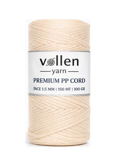 150m Polyester Makrome Ipi, Supla Ipi, Çanta Ipi, Bileklik Ipi, Makrame, Ekru, 1.5mm-100gr