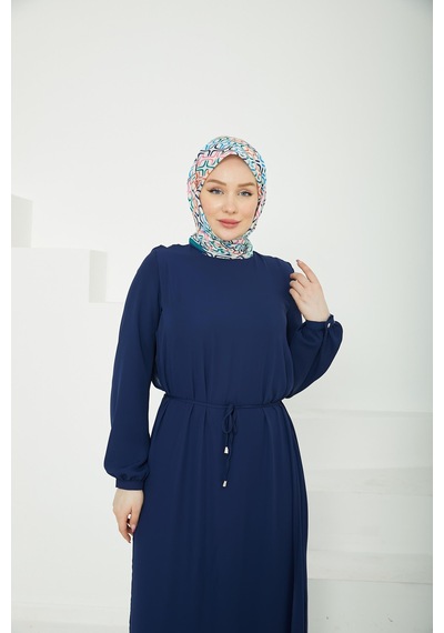 Armine Trend Kolları Lastikli Astarlı Elbise-lacivert 25yt927 Lacivert