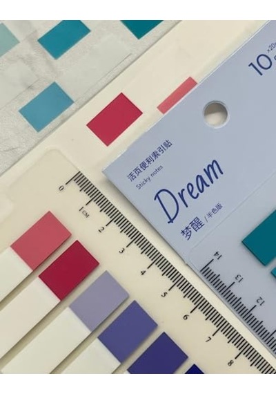10 Yarım Renkli Cetvelli Dream Şeffaf Pet İndeks Sticker/index/post-it/postit/kitap Ayracı/not Kağıdı