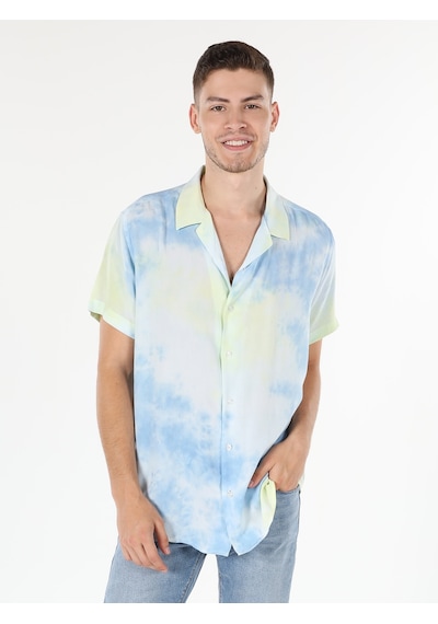Colin's Regular Fit Shirt Neck Baskılı Mavi Erkek Kısa Kol Gömlek CL1059262_Q1.V1_BLE Mavi