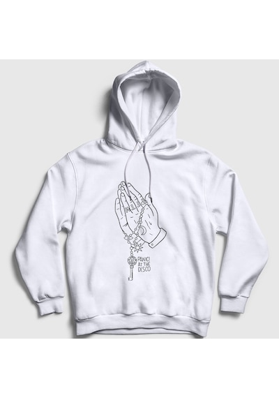 Presmono Unisex Pray Panic At The Disco Kapüşonlu Sweatshirt Beyaz