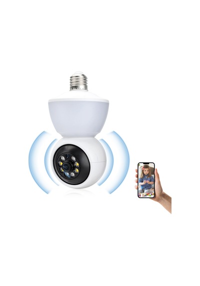Renkli Gece Görüşü Ve 360 Hareket Algılama, Ev Güvenliği İçin Kompakt Ampul Tasarımı İle Açık/kapalı Güvenlik Kamerası