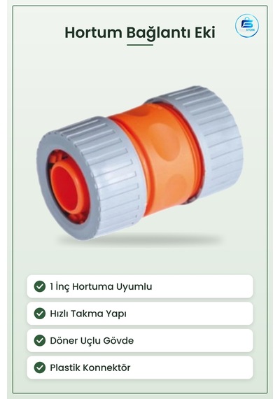 Hortum Bağlantısı 1" Lüks Hızlı Eki Bahçe Sulama Aparatı Güvenli 1 İnç