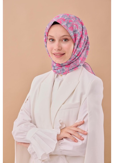 Silk Home Soft Eşarp 73091-28 Fuşya, Gri, Koyu Gri, Beyaz