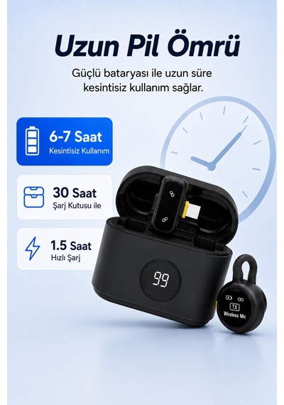 J77 Kablosuz Yaka Mikrofonu 2'li Şarj Kutulu Aı Gürültü Önleyici Type-c Alıcılı Vlog Röportaj Canlı Yayın Mikrofonu