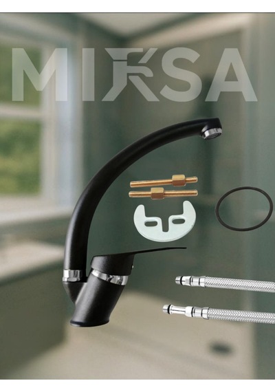Siyah-krom Mix Kuğu Banyo Lavabo Bataryası, Musluğu, Çeşmesi Çift Su Girişli