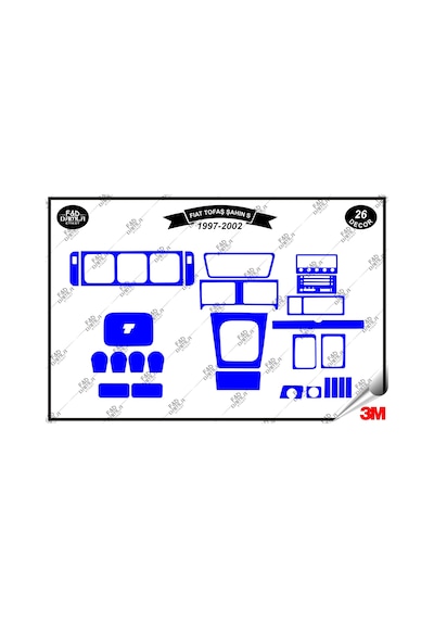 Fiat Tofaş Şahin S 1997-2002 Torpido Konsol Trim Göğüs Maun Kaplama Set 26 Parça Mavi
