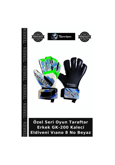 Özel Seri Oyun Taraftar Erkek Gk-200 Kaleci Eldiveni Vıano 8 No Beyaz