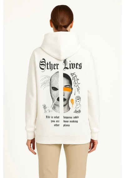 Butik İstanbul Oversize Üç İplik Şardonlu Kapüşonlu Sweatshirt Beyaz Other Lives Ön Ve Arka Baskılı, Kanguru Cepli, Ribanalı Rahat Kışlık Model Beyaz Butik İstanbul Oversize Üç İplik Şardonlu Kapüşonlu Sweatshirt Beyaz Other Lives Ön Ve Arka Baskılı, Kanguru Cepli, Ribanalı Rahat Kışlık Model Beyaz