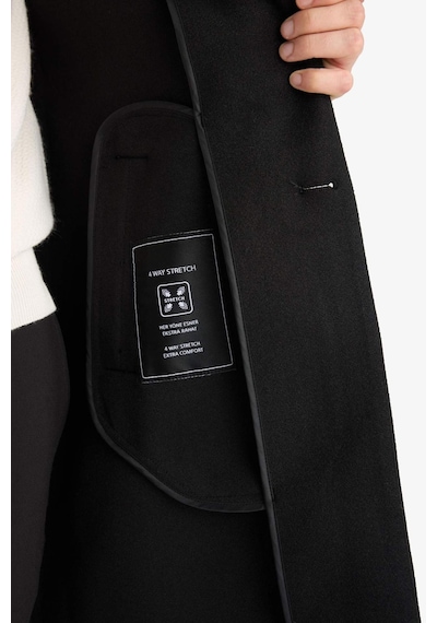 Defacto Relax Fit Ceket Yaka Düğmeli Cepli Kışlık Kaşe Parka Y8903az25aubk27 Siyah-bk27