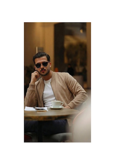 Butik İstanbul Erkek Scuba Süet Kumaş Bomber Hırka Taba