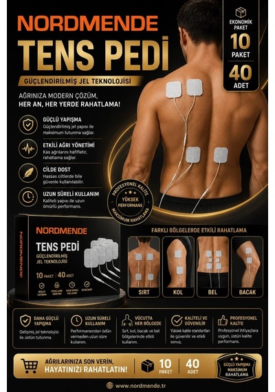Ers 10 Paket 40 Adet Tens Pedi 5 5 Cm Kablolu Elektrot Ped Yumuşak Ve Esnek Medikal Ped