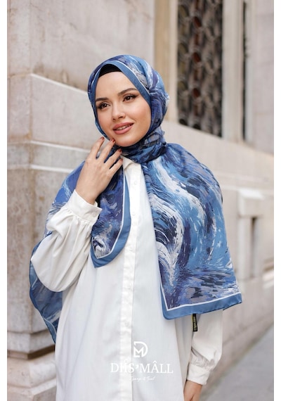Mimiyum Authera Desen Soft Şal Mavi
