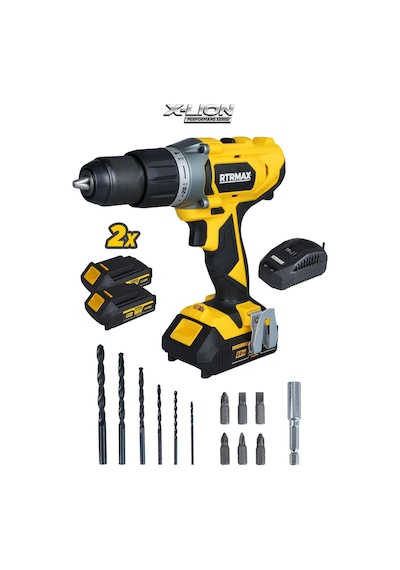 Rtrmax RTX1820SET Şarjlı Darbeli Matkap + Bits Uç + Kemer Klipsli Adaptör Seti + Uç Tutucu + Eldiven 4'lü Set