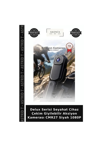 Delux Serisi Seyahat Cihaz Çekim Giyilebilir Aksiyon Kamerası Cmr27 Siyah 1080p